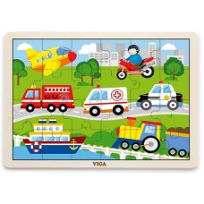 24 pc Viga Puzzle Wooden - Vehicles